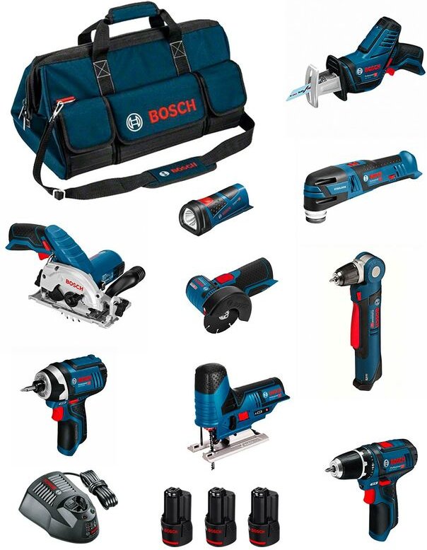 Kit BMKB9-28BD3 (GSR12V-15+GDR12V-105+GKS12V-26+GWS12V-76+GST12V-70+GOP12V-28+GSA12V-14+GWB12V-10+GLI12V-80+3x2,0Ah...) ...