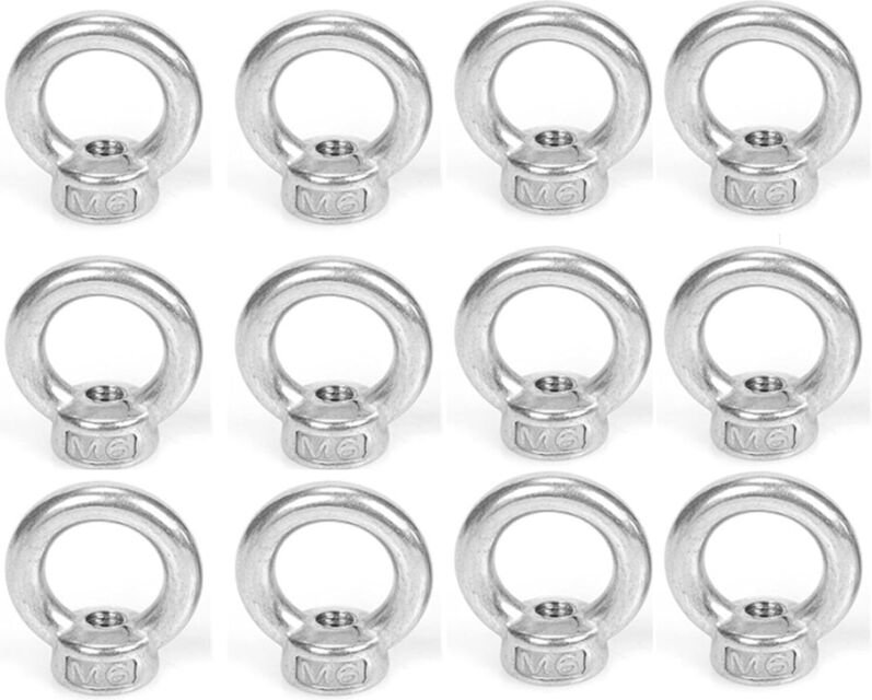 12 Stück Ringmutter M6, 304 Edelstahl, Hebegeräte Zubehör Seilmontage Hebezubehö,für Hubringmutter for Befestigen Sie hä...