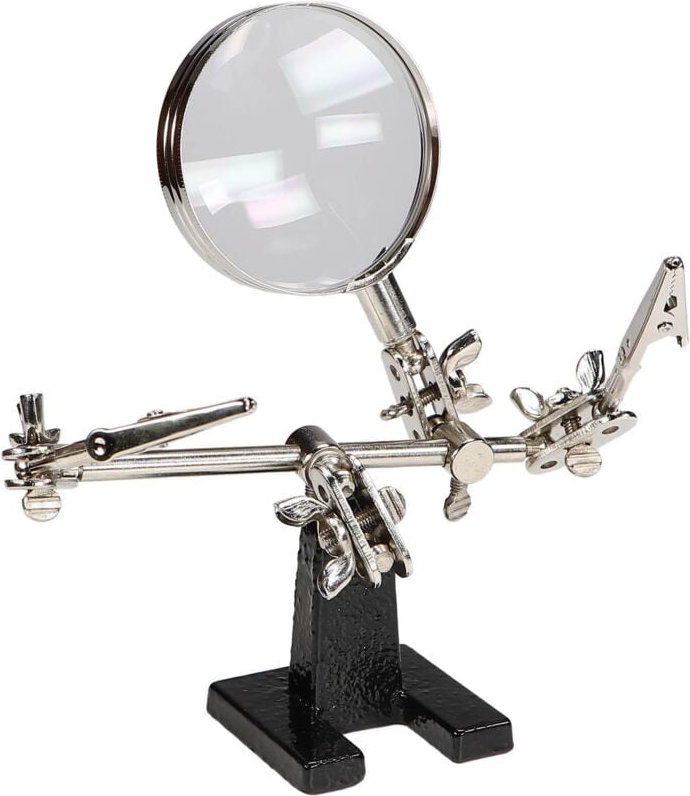 Dritte Hand mit 60mm Lupe Kugelgelenk Krokoklemmen Löthilfe