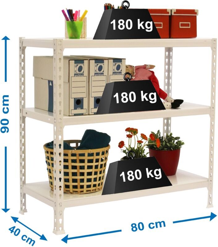 Simonrack Weiße Metallregal 3 verstellbare Ebenen