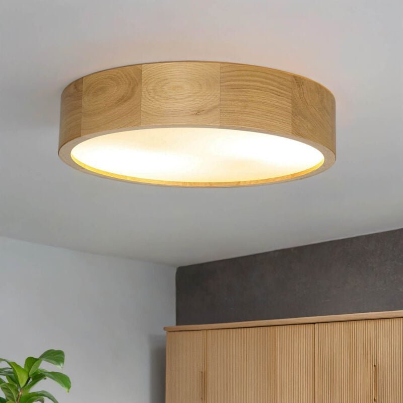 Thumbnail - Deckenlampe in Eiche rund Wohnzimmer Holz Lampe