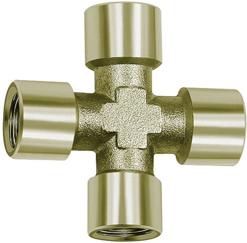 Kreuzstück, 4 x innen, g 1/4, sw 13, Messing vernickelt - Riegler