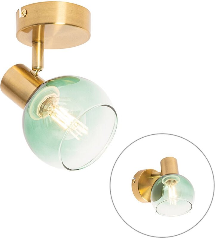 Art Deco Spot Gold mit grünem Glas - Vidro
