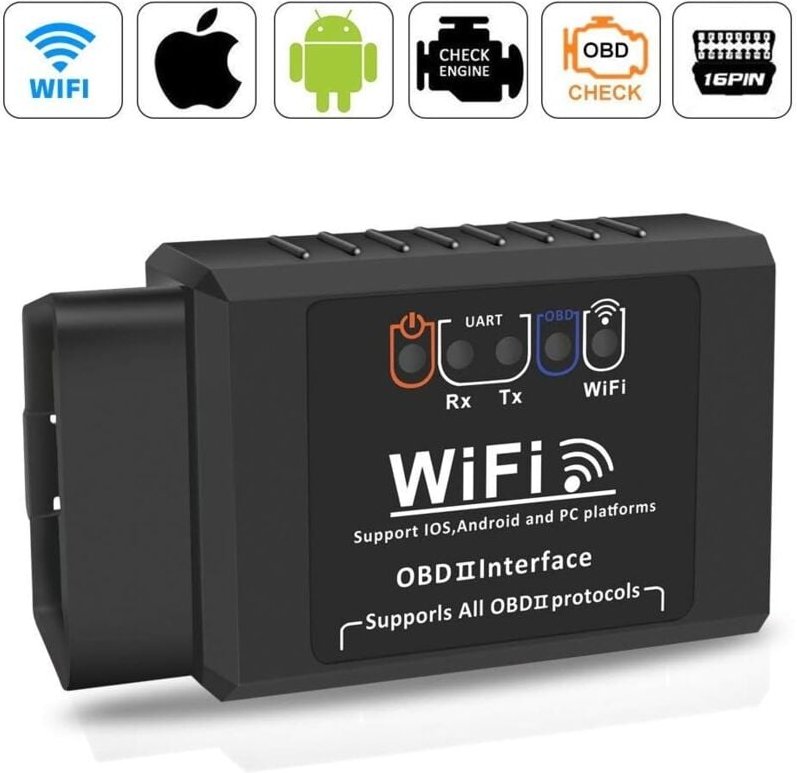 Fitags - OBD2-Autodiagnosekoffer, Autodiagnose-WiFi-OBD-Buchsenadapter-Scanner-Fehlercode Mehrmarken-elm327-Motorsystem-...