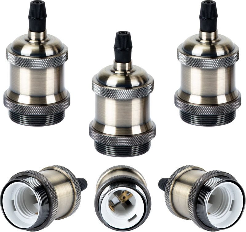 6x Retro Lampenhalter E27, Lampenfassung Industriell Vintage, Leuchter Halter, Lampenhalterung für Kronleuchter, Deckenl...