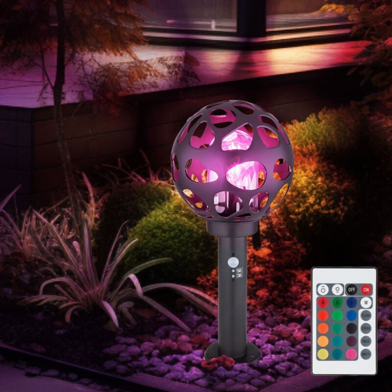 Led Sockelleuchte mit Bewegungsmelder Kugel Wegelampe mit Bewegungsmelder Außen Standleuchte, Edelstahl anthrazit, rgb F...