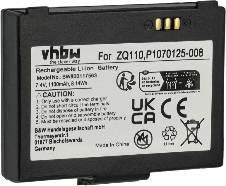 Vhbw - Akku Ersatz für Bixolon K409-00007A, PBP-R200 für Barcodescanner pos (1100mAh, 7,4V, Li-Ion)