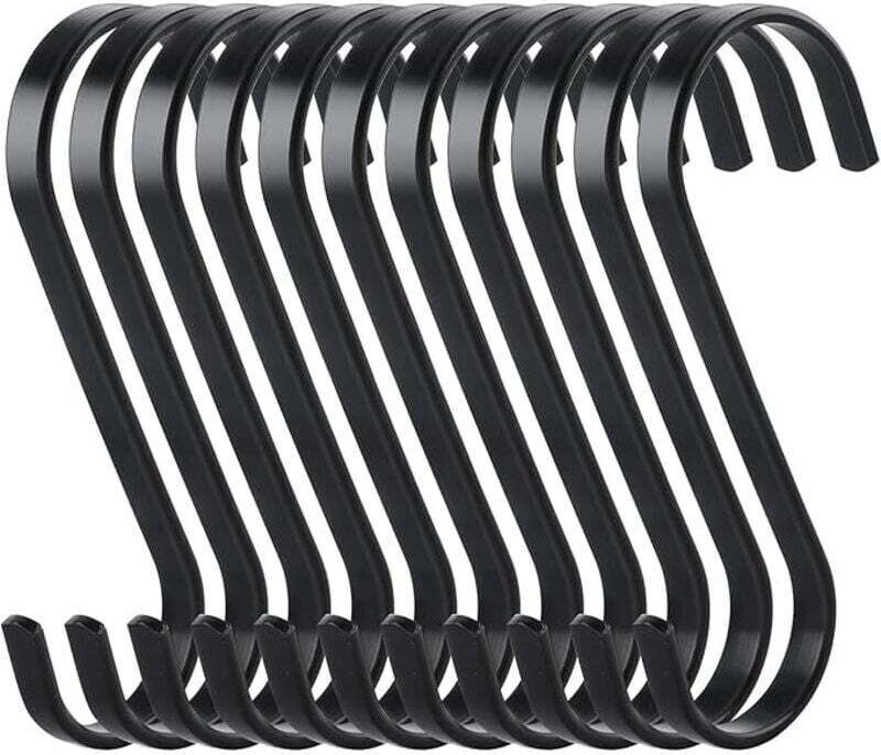 10 Stück flache, S-förmige Hängehaken aus Edelstahl, robuste Küchenhaken, multifunktionale Haken für Küche, Fleischerei,...