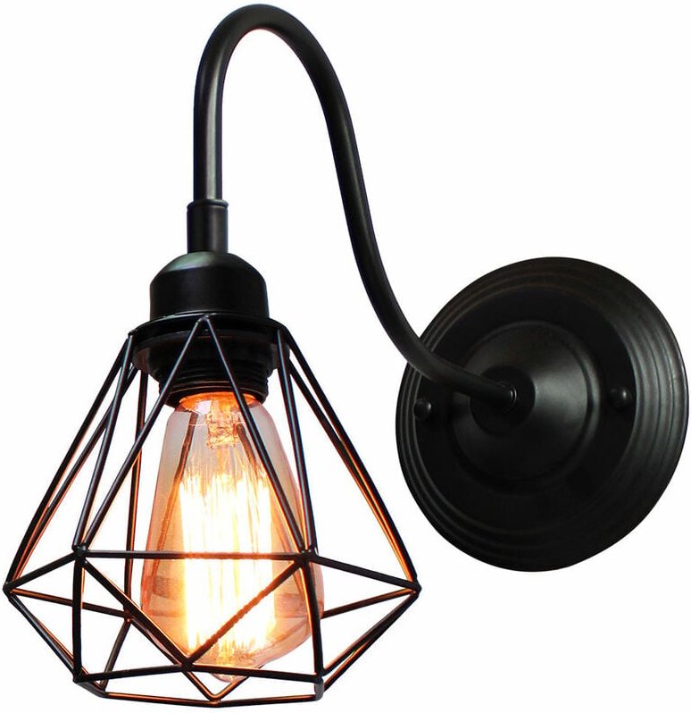Wandleuchte Vintage, Mini Diamant Form Wamp Lampe im Industri Design, Decor Lampe mit Käfig für Wohnzimmer Esszimmer Sch...