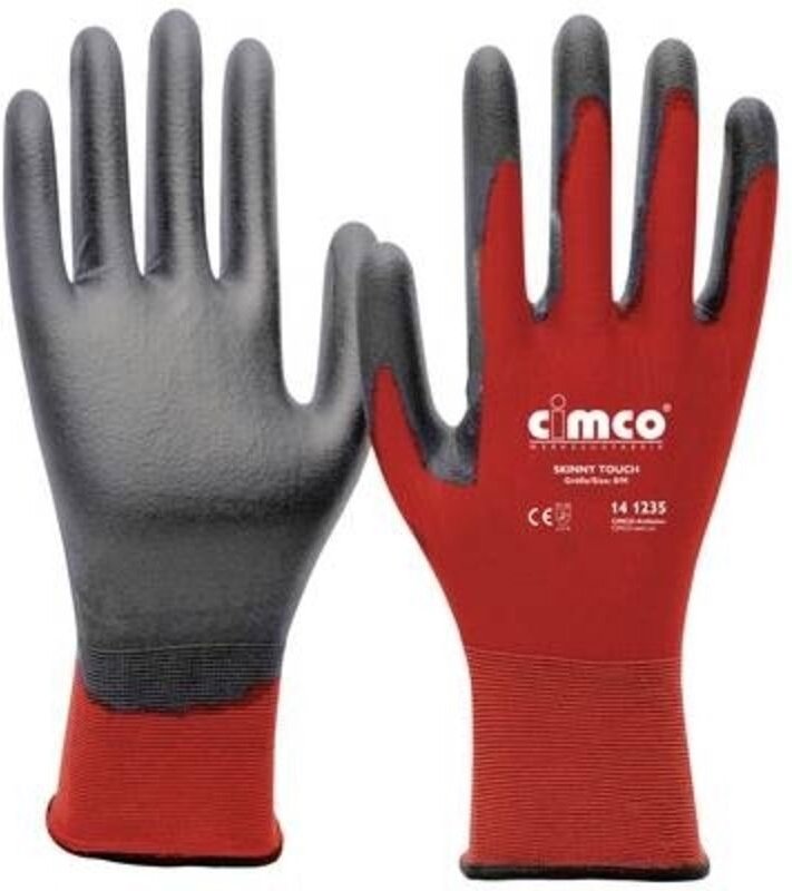 Cimco 141238 Skinny Touch grau/rot Nylon Arbeitshandschuh Größe (Handschuhe): 10, XL EN 388 1 Paa