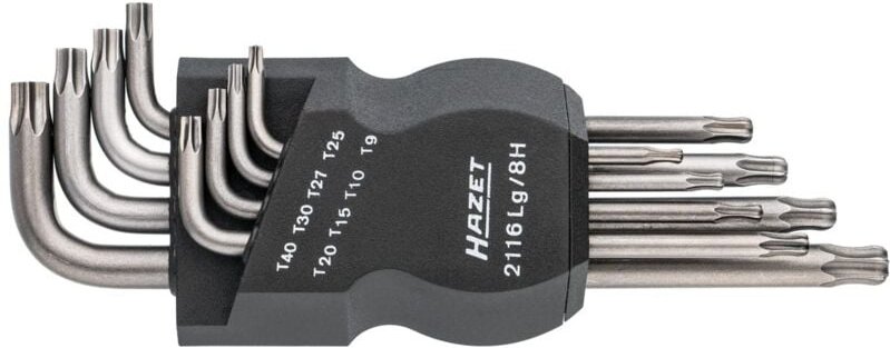 Innen-TORX Winkelschraubendreher-Set t 9, t 10, t 15, t 20, t 25, t 27, t 30, t 40 8teilig - Hazet
