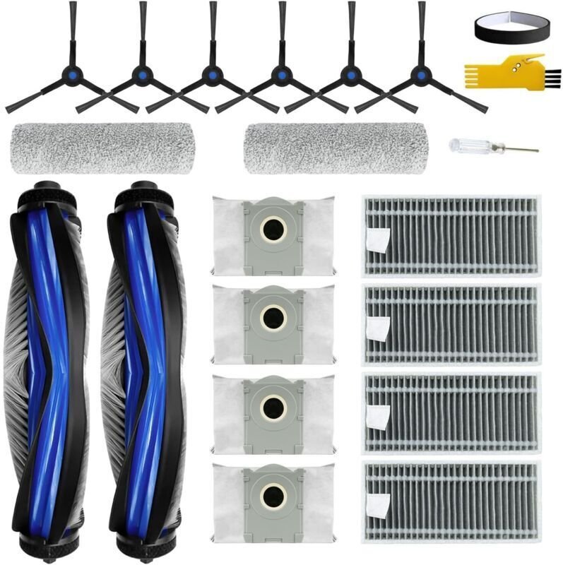 Zubehör für ECOVACS DEEBOT X8 Pro Omni / X8 Omni / YEEDI S14 Plus Saugroboter: 19 Teile, darunter 2 Hauptbürsten, 4 Filt...