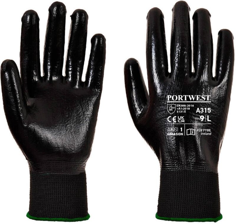 All-Flex Grip schwarze Handschuhe 2XL – Größe 11