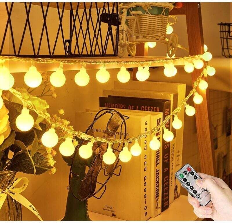 Wasserdichte batteriebetriebene Lichterkette, 5 m/50 LEDs, batteriebetriebene Lichterkette, Weihnachtsdekoration (warmwe...