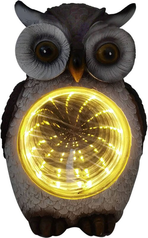 LED Solarleuchte Eule mit Dämmerungssensor grau-weiß Wege- & Sockelleuchten