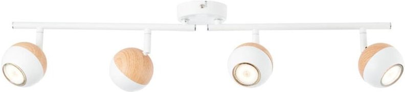 Thumbnail - Brilliant - Lampe Scan led Spotrohr 4flg weiß/holz hell 4x LED-PAR51, GU10, 3W LED-Reflektorlampen inklusive, (250lm, 30...