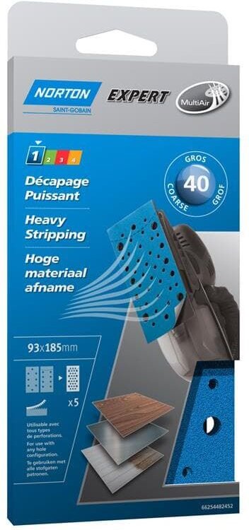Expert Schleifpapier 93x185mm K40 5er ve Gelocht / Multi-Air - Norton