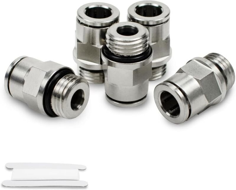 Thumbnail - Stück 8 mm Außendurchmesser Rohr x 1/4 Zoll BSP Außengewinde mit O-Ring, vernickeltes Messing, gerade Push-Lock-Pneumati...