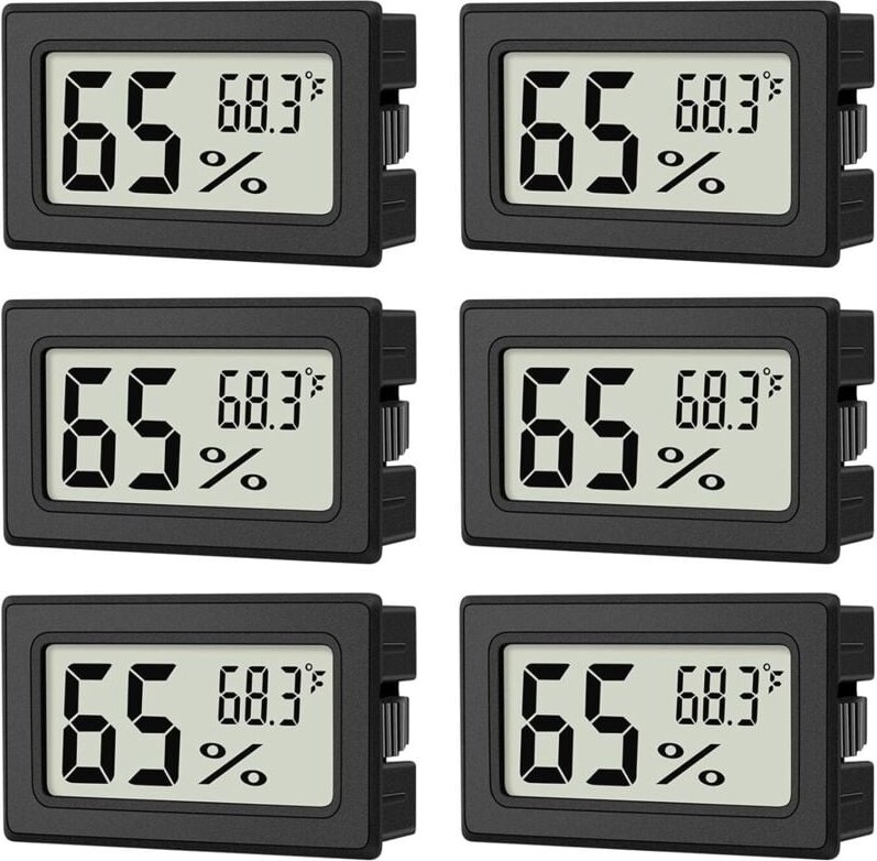 Set mit 6 Mini-Hygrometern für den Innenbereich, Mini-Digitalthermometer, Hygrometer für den Innenbereich, Thermometer-H...