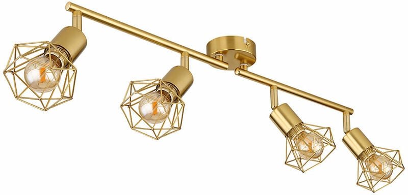 Deckenleuchte Deckenlampe Wohnzimmerleuchte Esszimmerlampe Spotlampe, Metall goldfarben, 4 Flammig Spots beweglich E14, ...