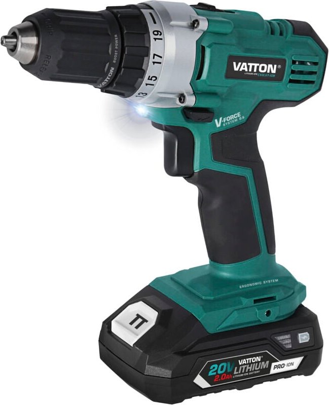 Vatton - 20-V-Schraubendreher-Bohrmaschine, 1 Batterie 2,0 Ah