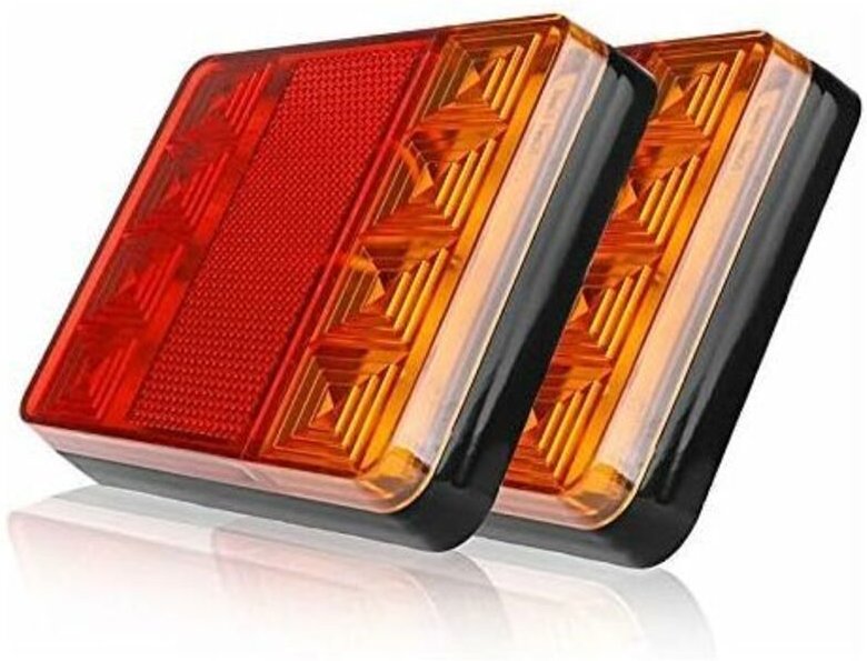 2er-Pack Anhänger-Rückleuchten, 8 LED-Rückleuchten, wasserdichte Warnleuchten für Pkw, Lkw und Boote, 24 V DC