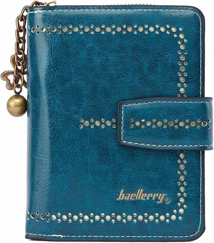 Kleine Damen-Ledergeldbörse (cyan) - Fei Yu