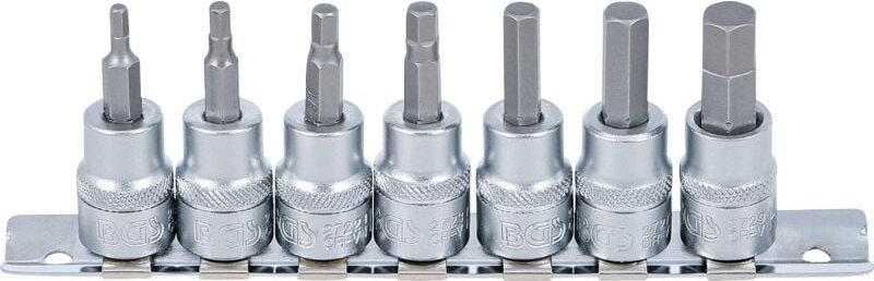 Thumbnail - Bgs Technic - Bit-Einsatz-Satz Antrieb Innenvierkant 10 mm (3/8') Innensechskant 1/8' - 3/8' Zollgrößen 7-tlg.