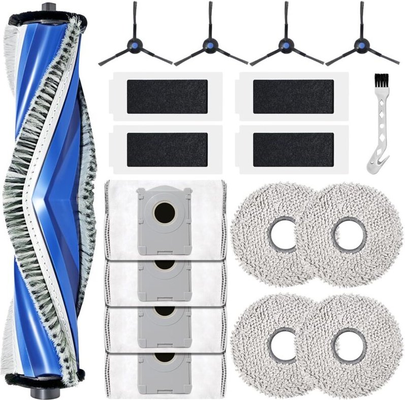 Ersatzteile für ECOVACS DEEBOT T30C Pro Omni Staubsauger: 1 Hauptbürste, 4 Wischmops, 4 Ersatzfilter, 4 Staubbeutel, 4 S...