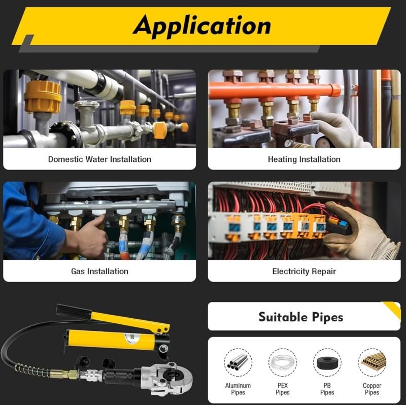 6T Hydraulische Presszange, V-Kontur Hydraulik Crimpzange Radialpresse Kupferrohr, V12-28mm TH16-32mm Crimpzangen, zum C...