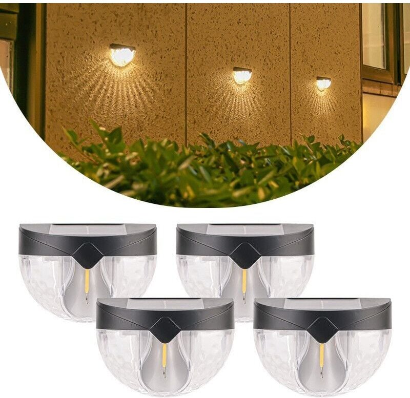 Solar Zaun Lichter, 4 Pack Solarleuchten Outdoor Wasserdicht IP65 Warmes Licht für Garten Hof Hof Villa Landschaft Dekor...