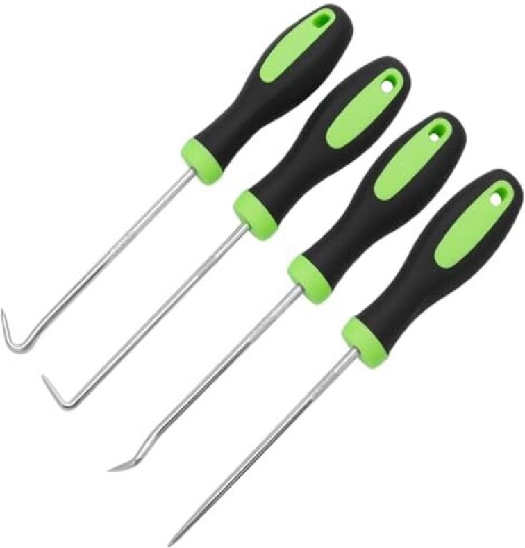 4-teiliges 17-cm-Haken- und Pick-Set zum Entfernen von Schläuchen und Dichtungen – Chrom-Vanadium-Stahl, ergonomischer G...