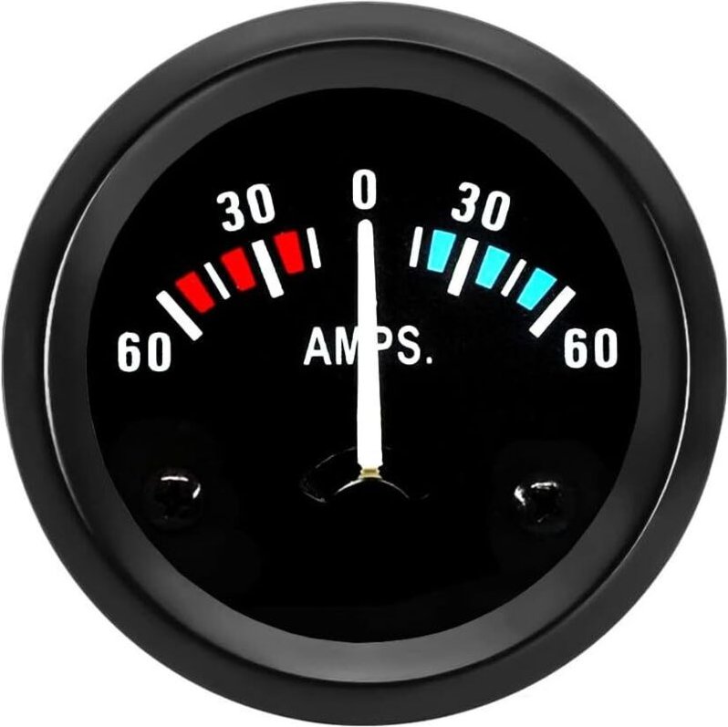 Kfz-Amperemeter, Motor 2" 52mm Strommesser, Fahrzeugstromkreis-Tester, Zeiger-Manometer, weiße Lichtanzeige, Ampere-Test...