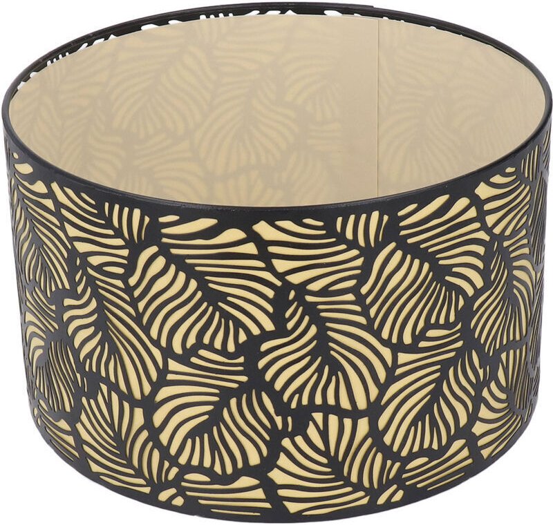 Schwarzer, hohler Metalllampenschirm, Tischlampenschirm aus Metall mit gelber Innenseite, für E27/E14-Fassung