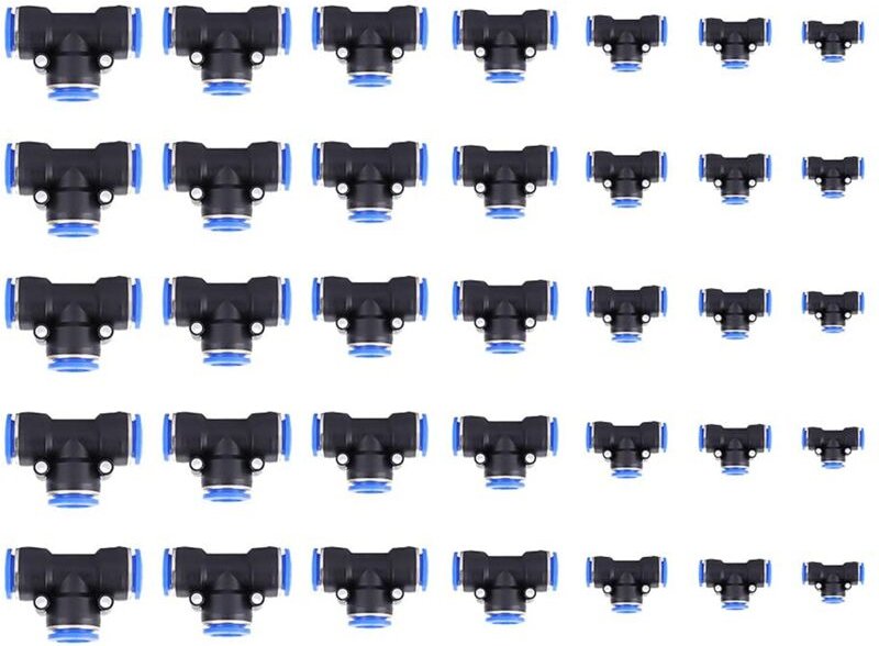 Ej.life - Akozon Pneumatische Schnell kupplung Air Schlauch 3 Wege t Stück Union Connector 35Pcs od 4/6/8/10/12/14/16mm ...