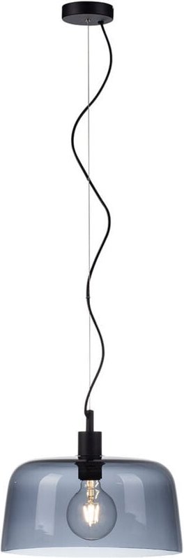 Hängeleuchte Höhenverstellbar Esszimmerlampe Hängend Rauchglas Pendelleuchte schwarz, 1x E27 Fassung, DxH 34x150 cm