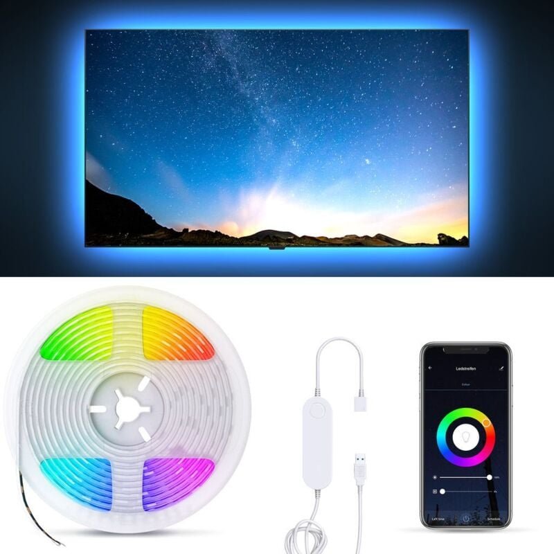 Thumbnail - LED Strip 2 m - smart, dimmbar, Farbwechsel, Sprachsteuerung, RGB