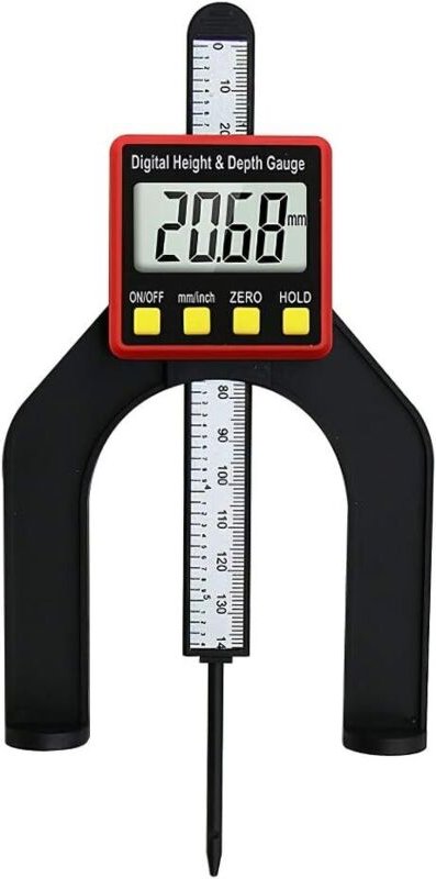 Digitaler Tiefenmesser, Höhenmessgerät, Holzbearbeitungsmessgerät, 2-in-1-Höhenmesswerkzeug zum Setzen von Nuten, Rabatt...