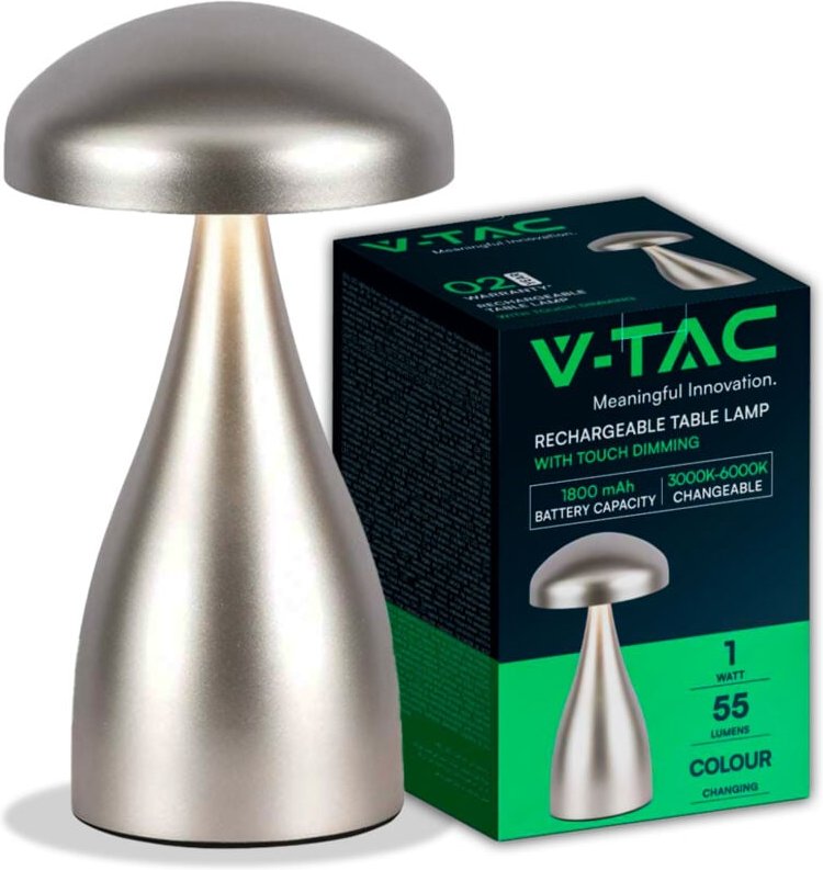 Thumbnail - V-tac - 1W 800mAh wiederaufladbare LED-Tischlampe, Gold Metal Touch cct 3-in-1