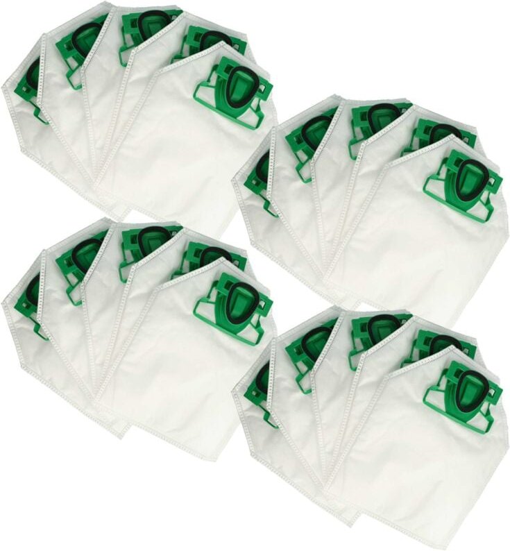 20x Staubbeutel kompatibel mit Vorwerk Kobold FP200, VVK200 Staubsauger - Mikrovlies, 31cm x 26cm Grün Weiß - Vhbw