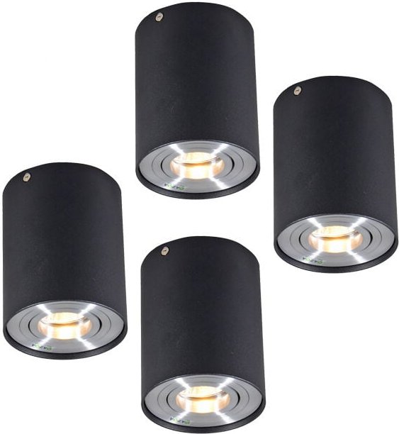 Set aus 4 Deckenstrahlern Rondoo Up schwarz