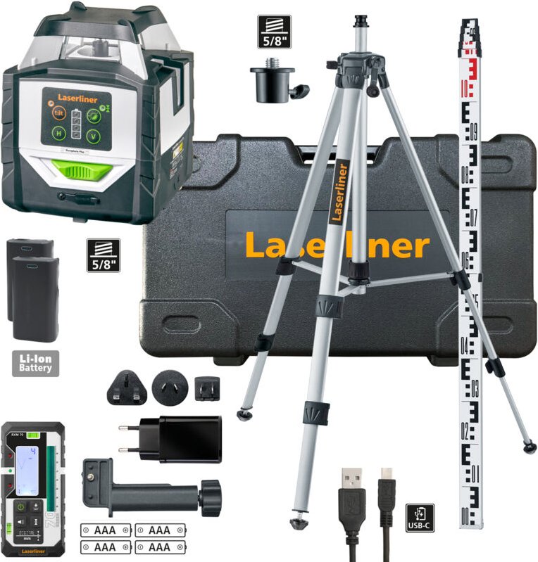Laserliner - 360°-Hybridlaser Duraplane Plus G360 Set 175 cm