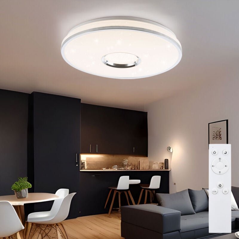 Globo - Deckenleuchte Deckenlampe Sternenleuchte Metall, Chrom, IP20, Fernbedienung, dimmbar, Farben fixierbar, 1x led 6...