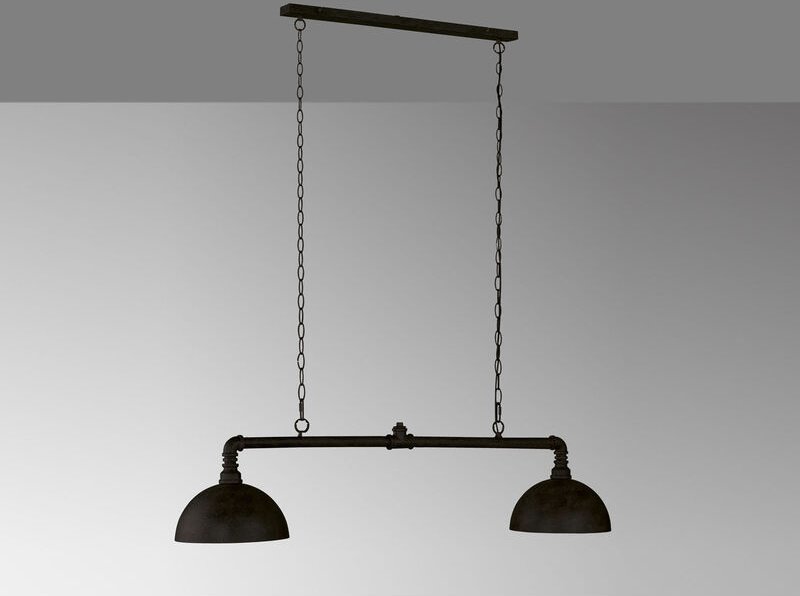 Fischer&honsel - Pendelleuchte leitung 2-flammig Industrial Schwarz Gold Design Rohr, Breite 87cm