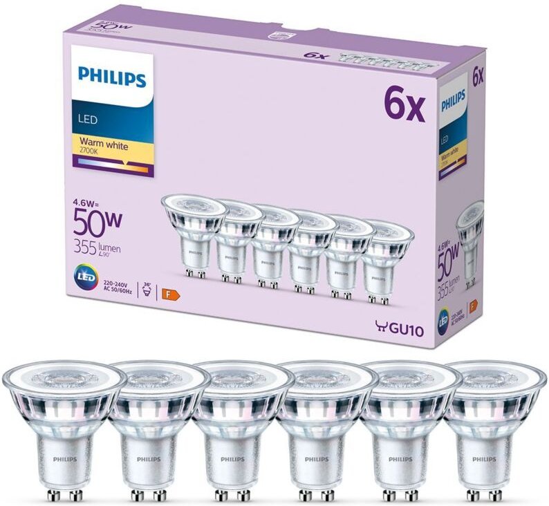 LED-Reflektor GU10 6er Set 4,6W 2700K - Philips