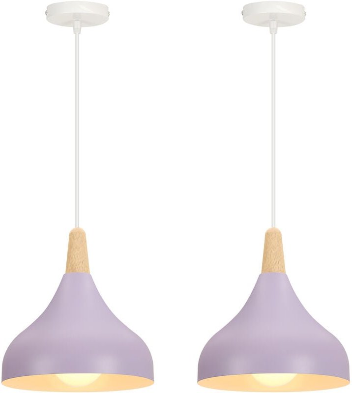 2er Pendelleuchte, 1 Flammig Hängeleuchte im Moderne Stil, Kronleuchter mit Ø20cm Lampenschirm für Wohnzimmer Schlafzimm...