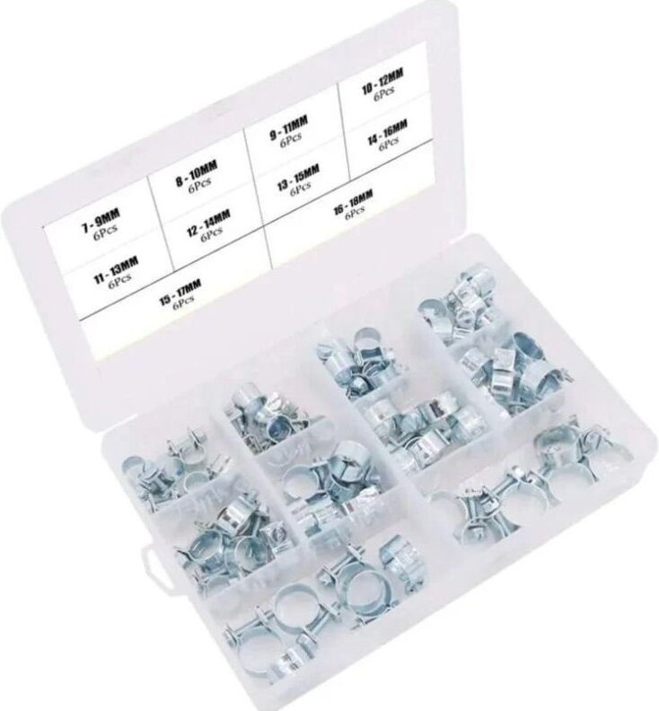 60 Mini-Schlauchschellen für Dieselkraftstoffleitungen, 10 Größen - KZQ