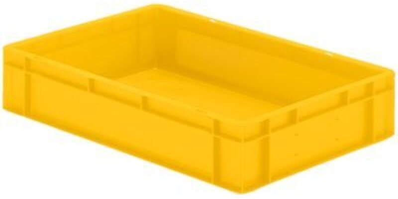 Transport-Stapelkasten B600xT400xH120 mm gelb, geschlossen ohne Griffloch la-ka-