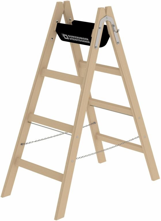 Thumbnail - Günzburger - Steigtechnik Sprossen-Stehleiter Holz 2 x 4 Sprossen - 033208