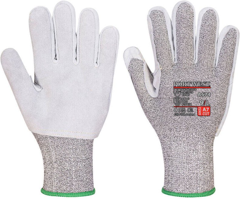 Schutzhandschuh aus Leder Ahr13 gegen Schnittverletzungen, Farbe: Schwarz, Größe L - Portwest